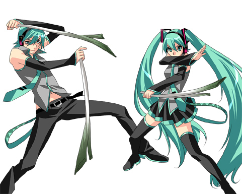  i don't know if they count but i think they are twins...Miku and Mikuo.