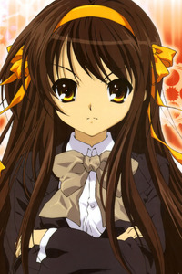  Everyone one says Nagato, but for me I think Haruhi when she had her longer hair. coz mine is the same length and colour and sometimes and can be a bit bossy at moments. but Nagato is way to smart and calm. haruhi is active loud and still smart, but thats the way i am!!!