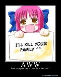  Funny AND Adorable !! I'm pretty sure it has something to do with Lucy from Elfen Lied. Anyway....tada !