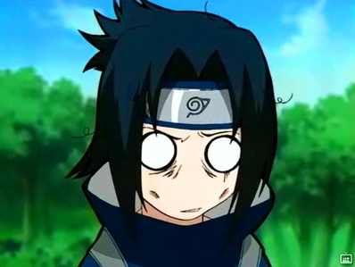 I love Sasuke when he goes out of character XD

And his headband is upside down! WIN!