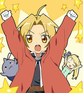  Ed, Al and Winry from FMA yellow background