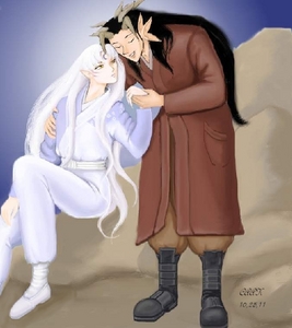 I like this paring, it's Yomi and Sesshomaru from my fan fiction Saharah, (Inuyasha and Yu Yu Hakusho crossover) this was my first attempt at a computer painting, took me two full days. It's not a detailed as I wanted it to be and I just gave up on Yomi's hair, but I'm happy with it :)