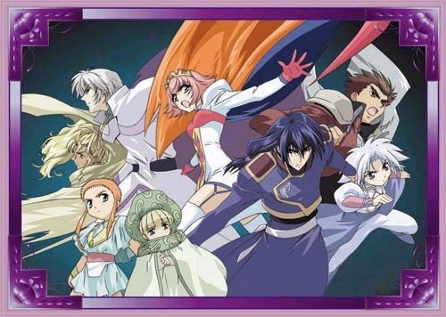  Pretear! I don't think ANYONE knows this animé anymore, which is sad, because it's so awesome! Blonde ponytail: Kei Girl in the middle: Himeno Awayuki Blonde little kid: Shin Brown hair: Goh Blue hair: Hayate Tall white hair: Sasame Short white hair: Mannen orange hair: Hajime
