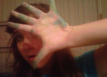  My hand after tie-dying a few weeks ago...