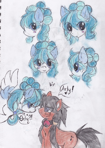  I draw my owns o3o Here is some tribute at my main pony, Albino Star~ (and brown one is 音乐 Blind >w< his cutie mark is wrong there~) art & chara, belongs to; (c) Me o3o