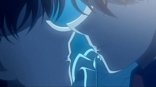 *Potential Spoiler*

...but no, they don't actually kiss on the lips or cheek. Kaito does, however, kiss her hand. You have to watch Movie14 to understand why she ALMOST kisses him, though.