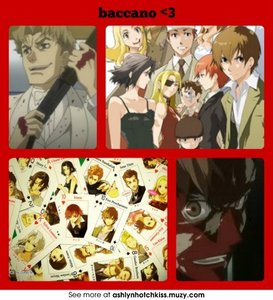  baccano! its from the same person who made durarara!! its about a crazy event in the 1930 with like 15 diffrent point of aantal keer bekeken and random selected time periods its a great anime to watch because its bloody yet really funny