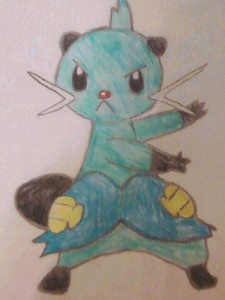 Picking a mew would take the fun out of the question! I'd pick an Oshawott cause I love water starters, and I love swords! I'd make him an epic Samaurott! Now heres my fan art of Dewott! I have an Oshawott drawing too :3