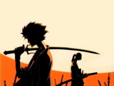  Mugen (foreground) & Jin (backround) from Samurai Champloo with their swords.