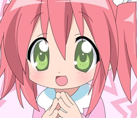  <b>Yu-chan! from Lucky Star! her hair is dark pink..hope it counts..</b>
