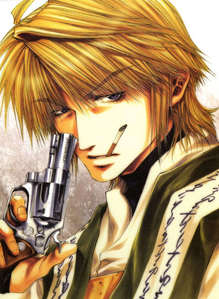 Sanzo from Saiyuki. The sexy chain-smoking booze-drinking gun-toting gambling even-the-guys-want-him monk, who in a past life was involved in a rebellion against the gods.
