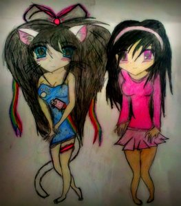  Reibu = Anime me. I'm the one in the blue. I drew this myself (I used to draw anime). I draw myself in different style types tho. -_-