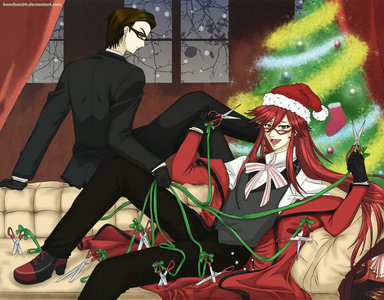  Merry krisimasi from Grelle and William from Black Butler XD