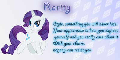 I was looking for Rainbow Dash, but Rarity fits me well :)