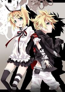  rin and len kagamine from ボーカロイド have green eyes^^