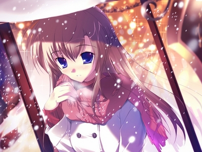 I'm not exactly sure if she's from a certain anime..but she is wearing a scarf!:3