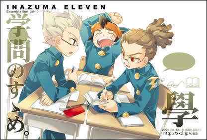  Here is Shuya goenji,Mamaro endou,Yuto kidou from INAZUMA ELEVEN! They are studying..<3