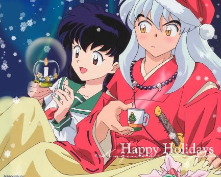 Ooh Here's a picture of Kagome-chan and Inu-kun!,and it's even christmas related!,anyway hope you like it!^^