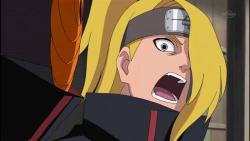 I have Deidara's temper.... which includes yelling, severe anger and violent. (it's usually a short temper, and it's only certain things that set me off... ) I can't stand when people insult my art either... I practically blow up. I also can't stand being annoyed. Person: *poke* Me: *twitch* Person: *poke...poke...poke...* Me: *slowly turns and glares warningly* Person: *innocent halo* Me: *turns away again* Person: *pokey,poke,poke, POKE* Me: RARGHJHBCDDXSE%S! *blows up* X'3