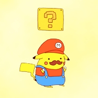  My adorable Pikachu cosplaying as Mario ikoni ^^