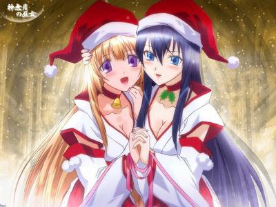 I'm having me a Yuri X-Mas! :D This is either Chikane and Himeko or Kaon and Himiko <.< I think it's Chikane and Himeko because Himiko wears glasses and is a little shorter but I dunno :3