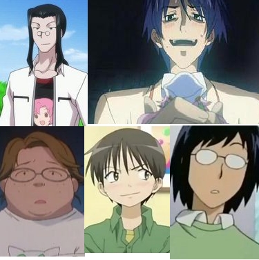  Can I Name plus Than One?,Anyway One that comes to mind Oogush Suguru (you can tell par his shirt:p),Nishijo Takumi from Chaos; Head ooh Takeshi from Di Gi Charat (he's a minor character though) another one is Murase Takaya from Koharu Biyori and one plus I can think of is Shuichi-san from Midori Days,he has a thing for collecting Huge poupées and Cute Puppets! Hope I helped!x)