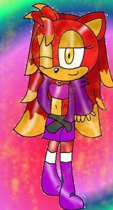  Fira The Hedgehog Age 17 gender female hair dark red eyes golden powers is a moto demon girl soo moto personailty helpful sweet kind caring pissed the rest in the pic