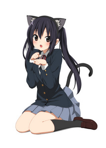  Azunyan from K-ON! has long hair :3 Surprised I didn't say Mio? ;P হাঃ হাঃ হাঃ Her hair isn't outrageously long though I think it only goes down to her butt and my hair used to be that long.