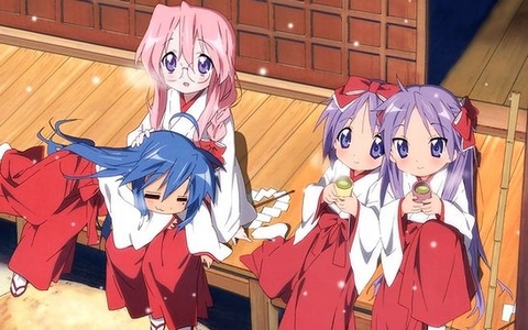 Hmm..Okay,How about this picture of the Lucky Star main girls wearing I believe are kimono(s),anyway here it is,hope you like it!^^