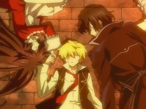  Alice, Oz, and Gil from pandora hearts. They really are the main trphree in the anime/Magna.