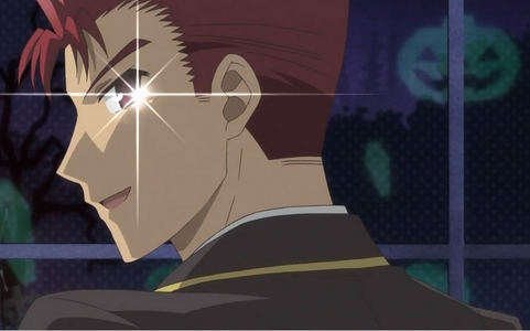  Yuuji-kun from Baka To Test to Shokanjuu!,his hair is red and he just happens to be wearing black as well!:)