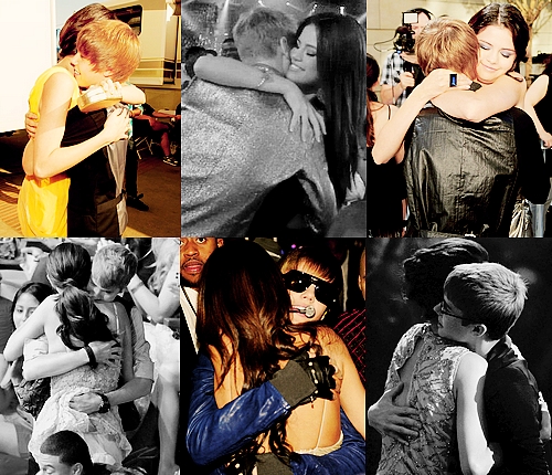  Selena hugs with Justin