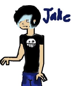  Name: Age: Gender: Species:pridicts the future Bio:Abusive dad and no mom lead Jake to become a guitarist and meet his first girlfriend,jade.Has cancer.Now he is dating Sayu and is head over heels for her. Personality:shy,timid and mysterious Powers:can see 5 mins into the future with anything that involves him Crush:Sayu (colegirls oc) Pic: