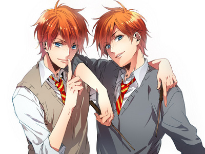  fred figglehorn and George Weasley! http://www.fanpop.com/spots/harry-potter-anime