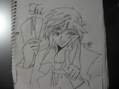 I drew Fai from Tsubasa:
(Sorry, I have a suckish camera)
Not the best, but not the worst...