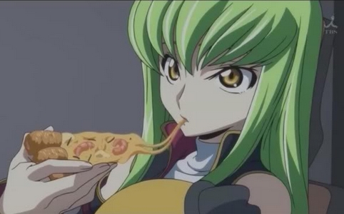  Okay Then! Here's a picture of C.C. and her পিজা from Code Geass!