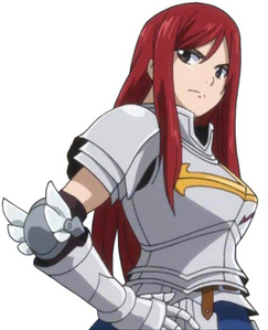  Erza Scarlet because she is so strong , tough and doesn't let anyone get in her way