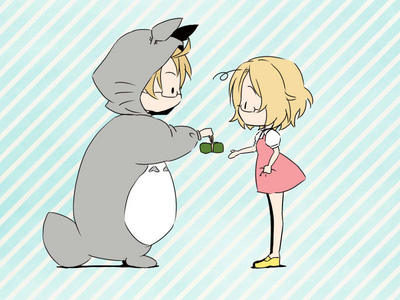 well totoro doesnt really count as anime (i think?) but this is really cute.