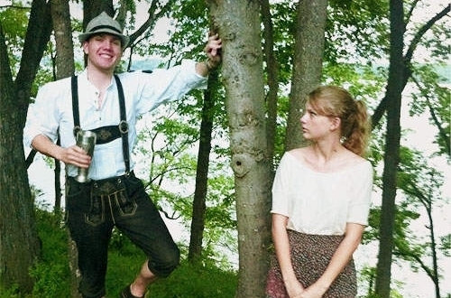 when she brought him a present from Germany..Lederhosen :D (yeah, from Germany <13)