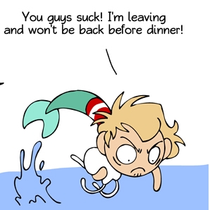  Denmark from SATW telling Norway and Sweden that they suck. X) 'Of course I'm in the ocean! Far away from those brain-sucking butterflies!' And yes, he's holding a jellyfish.