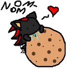  Me: *blink blink* sigh, fine *breakes hafe of cookie is eating and gives it to shadow* Shadow: :D thx *sits beside me and eats cookie* :3