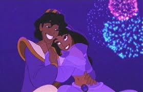  I like Aladdin in the fancy purple outfit at the end! He looks like royalty, but he still has on a fez and no shirt, so it still shows him as who he is!