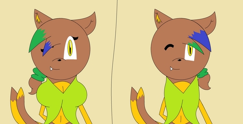 name:Bear 
age:13 
personality:kind,sweet,love to have fun 
bio:have a twin sister,two tail bear-cat,he's work at a sport shop,loves his sister and whould do any thing for her
[you can have them if you want] 
 
