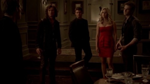 "So women in the 21st century dress like prostitutes, huh? ... And what is this music? It sounds like a cable car accident." - Rebekah

"You wore trousers so women today could wear nothing." - Klaus

"You won't be any fun after you're dead." - Klaus

"And I could let you die, if that's what you want, if you really believe your existence has no meaning. I thought about it myself once or twice over the centuries, truth be told. But I'll let you in on a little secret. There's a whole world out there waiting for you - great cities and art and music, genuine beauty. And you can have all of it. You can have a thousand more birthdays. All you have to do is ask." - Klaus

"Funny, when I knew him in the 20's, he didn't have any conscience at all. One of the things I liked most about him." - Rebekah

"I need some air. I'm still feeling a bit...dead." - Elijah

"It's a funny thing about books. Before they existed, people actually had memories." - Elijah

"Oh, and when you called and invited me to this armpit of civilization...which is a mere three hours away from Mystic Falls...I surmised it had everything to do with Katerina." - Elijah

"Hello, lover." - Rebekah

"We stick together as one. Always and forever." - Rebekah