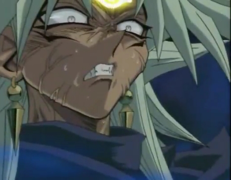  This definitely goes to Dark Marik from Yu-Gi-Oh! he surpasses creepy..But he's still an interesting character!
