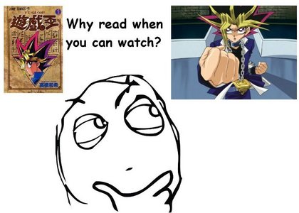  the very first was Yu-Gi-Oh. but i was little & didn't continue with all the books. an 8 año old doesn't usually do that when it's aired on TV, hehe. so the first i read for real was Bleach.