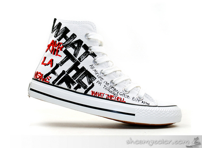  high вверх if like this. http://www.shoemycolor.com/avril-lavigne-hand-painted-high-top-canvas-sneakers