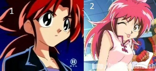  1. Salima and 2. Mariah Both from Beyblade. Both have crush on ray :p