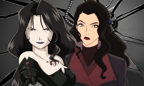 I think she doesn't. All I can see is hair similarity, not facial similarities. ASAME looks like that because she's based on Lust. 
And if your thinking that Asame can be Azula's granddaughter, then you fail. Cuz according to Asami her family was attacked by firebader...