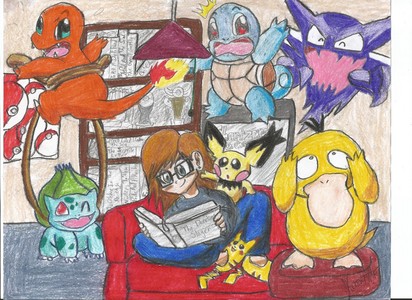  Does this count? I drew this. It really is me. As a Pokemon trainer. 8) Haha